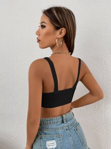 SHEIN Essnce 素色短款條紋針織上衣