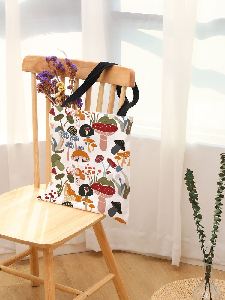 Mushroom Print Shopper Bag - Multicolor - View 2
