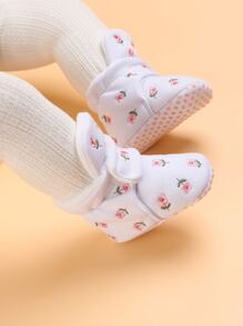 嬰兒花卉刺繡毛絨內襯雪地靴 - 白色 - 查看 3