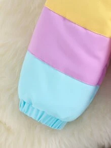 Toddler Girls Colourblock Zip Up Winter Coat - Multicolor - View 3