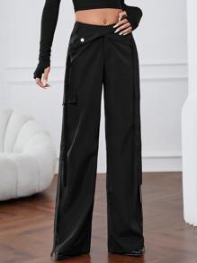SHEIN ICON Gorpcore Flap Pocket Cargo Trousers - Black - View 5