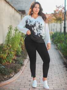 EMERY ROSE Pantalones ajustados con diseño de diamante de imitación bajo con abertura