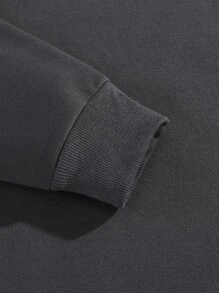 ROMWE Academia 青蛙圖案保暖衛衣 - 深灰色 - 查看 4