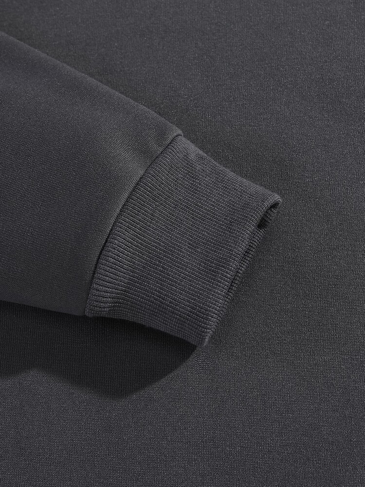 ROMWE Academia 青蛙圖案保暖衛衣 - 深灰色 - 查看 4