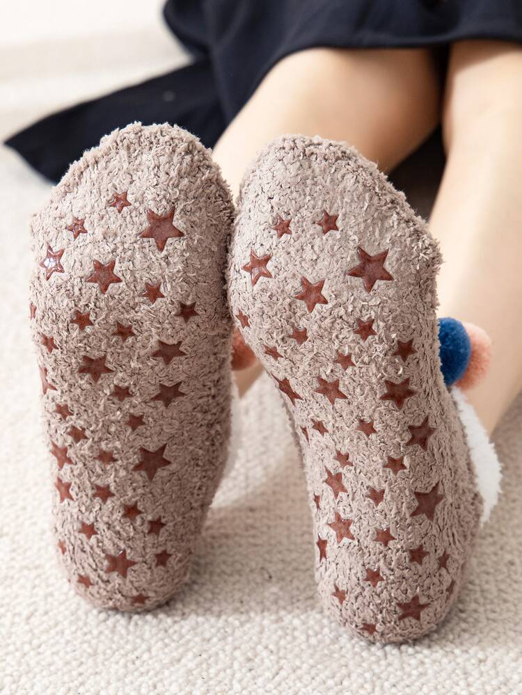 Vớ mờ trang trí Pompom - Cà phê nâu - Xem 3