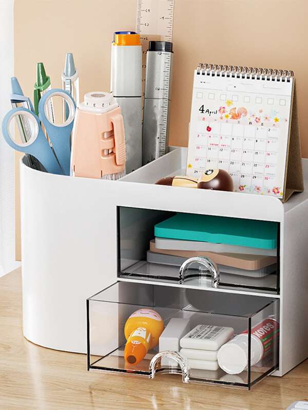 1pc Creative Multifunction Pen Holder, Large Capacity Storage Box