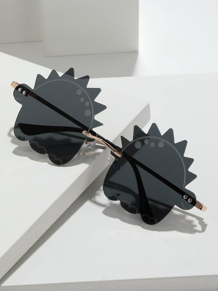 Hombres gafas de moda de lentes con diseño de dinosaurio con cuerda de gafas - Gris Oscuro - Añade 2