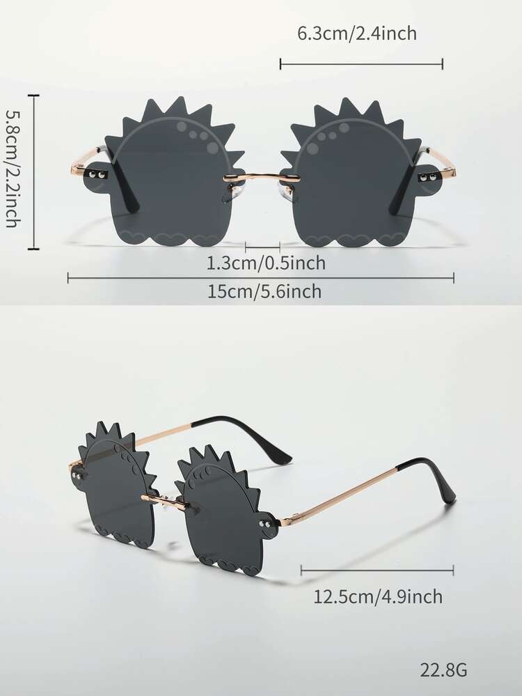 Hombres gafas de moda de lentes con diseño de dinosaurio con cuerda de gafas - Gris Oscuro - Añade 3