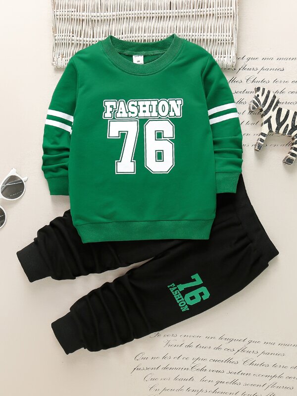 SHEIN Conjunto De Chándal Juvenil Con Sudadera Con Letras Y Pantalones Deportivos