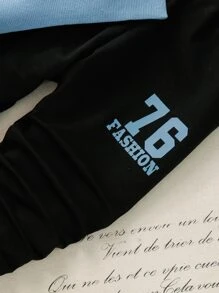 SHEIN Young Boy Letter Graphic Sweatshirt With Sweatpants - Multicolor - View 4