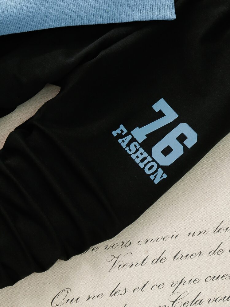 SHEIN 男童字母圖形運動連帽衫配運動長褲 - 彩色 - 查看 4