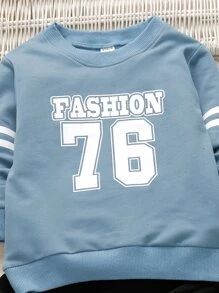 SHEIN Young Boy Letter Graphic Sweatshirt With Sweatpants - Multicolor - View 6