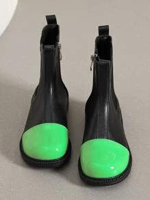 Niñas Botas chelsea de dos tonos - Negro - Ver 4