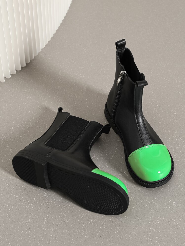 女孩雙色切爾西靴 - 黑色 - 查看 5