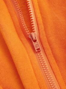 SHEIN MOD Drop Shoulder Heathered Knit Zip-Up Hoodie - Orange - View 4