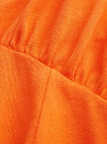 SHEIN MOD Drop Shoulder Heathered Knit Zip-Up Hoodie - Orange - View 5