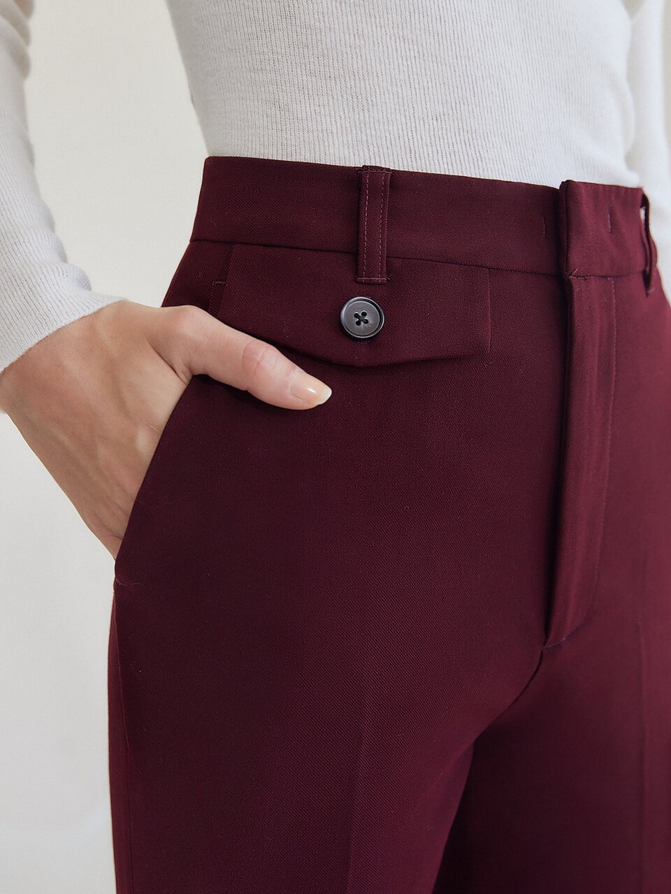 WOOL MIX STRAIGHT TAILORED PANTS