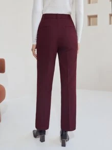 MOTF PREMIUM WOOL MIX STRAIGHT TAILORED TROUSERS - Maroon - View 5