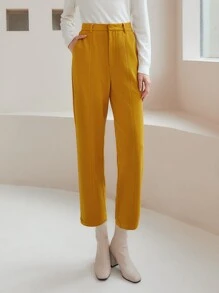 MOTF PREMIUM VISCOSE CROPPED TAILORED TROUSERS - Yellow - View 7