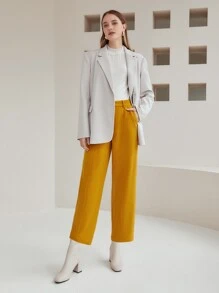 MOTF PREMIUM VISCOSE CROPPED TAILORED TROUSERS - Yellow - View 8