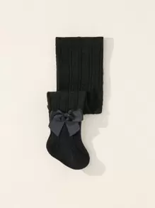 Baby Bow Decor Tights - Black - View 2