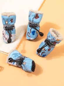 2入組卡通圖案寵物靴子