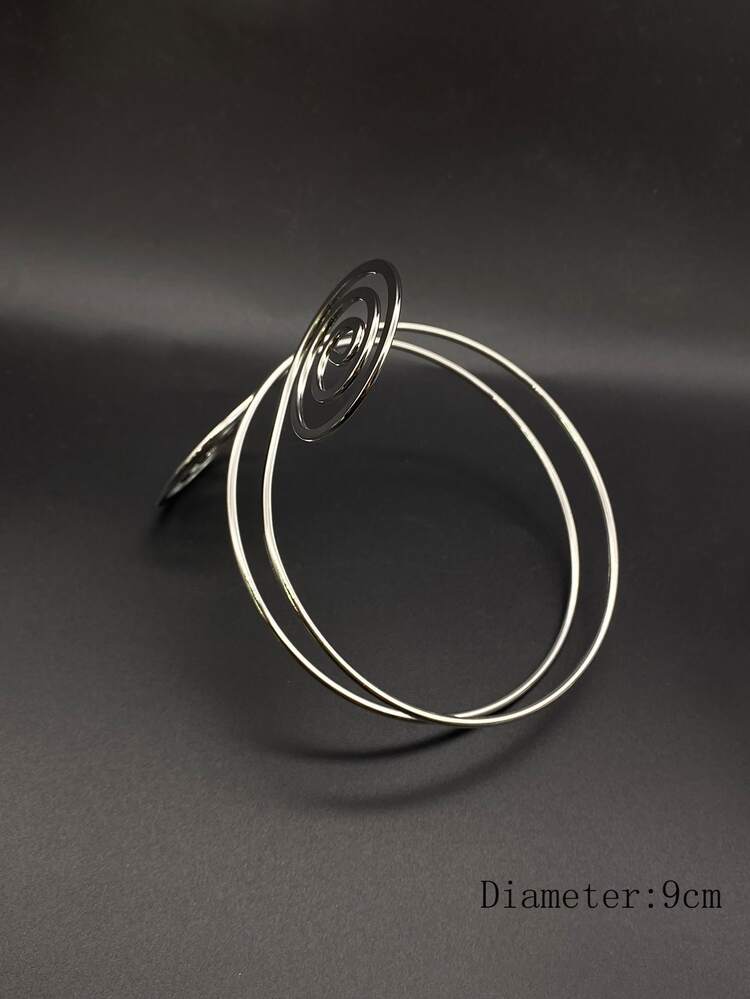 時尚流行男士螺旋設計袖口不銹鋼，適合珠寶禮物和時尚外觀 - 銀色 - 查看 3