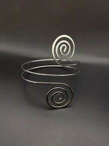 時尚流行男士螺旋設計袖口不銹鋼，適合珠寶禮物和時尚外觀 - 銀色 - 查看 4