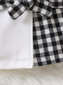 Baby Gingham Spliced Lapel Collar Belted Coat