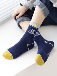 5pairs Toddler Boys Striped & Star Pattern Crew Socks - Multicolor - View 3