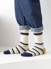5pairs Toddler Boys Striped & Star Pattern Crew Socks - Multicolor - View 5