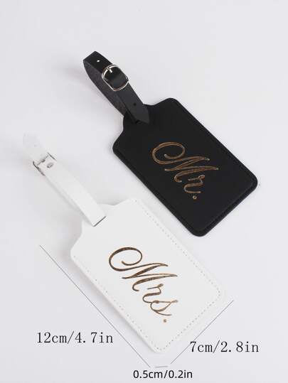 2pcs Metallic Letter Graphic Luggage Tags For Honeymoon Travel Accessories Card Holder Suitcase Tag Name Tag Card Sleeve Hanging Tag Pendant Travel Essentials Travel Accessories Travel Essentials Travel Organizer For Beach Summer Vacation Back To School Bag For School School Accessories School Stuff