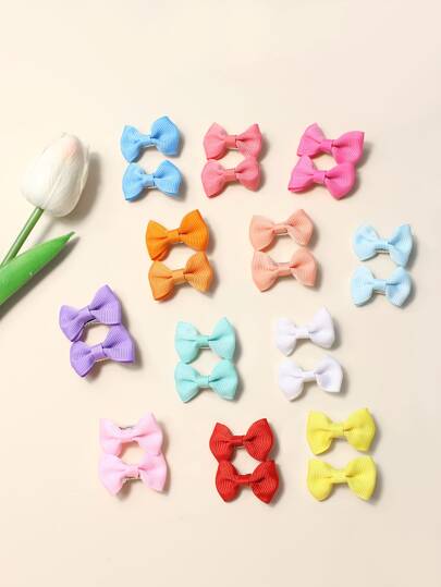 24pcs Toddler Girls Bow Decor Hair Clip