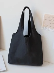 Bolsa de compras con estampado de mariposa y letra - Negro - Ver 2