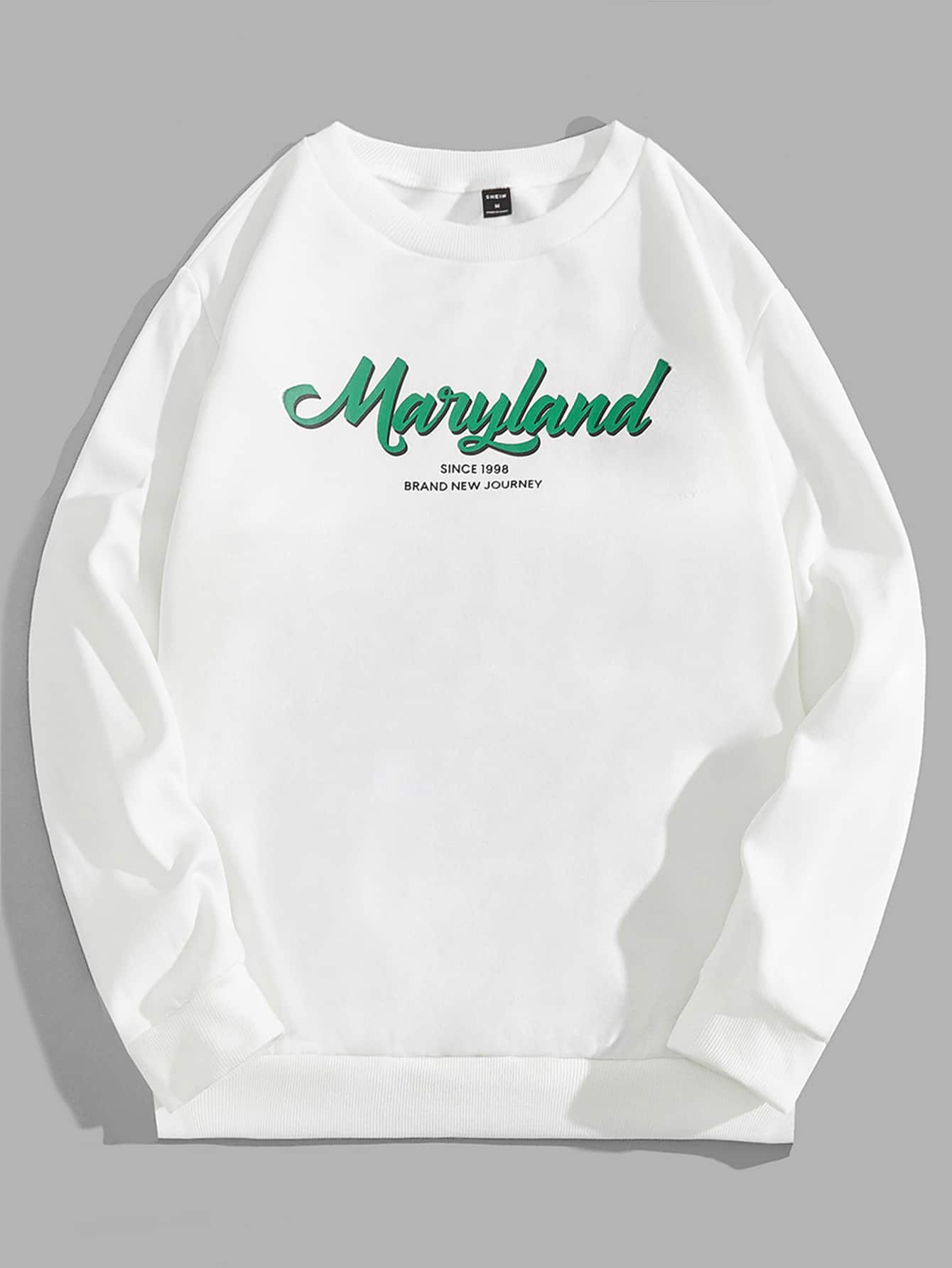 Manfinity Men Slogan Graphic Crew Neck Sweatshirt - White - View 1