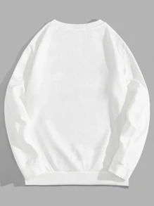 Manfinity Men Slogan Graphic Crew Neck Sweatshirt - White - View 2