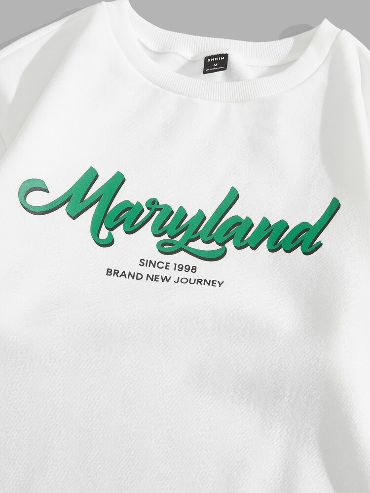 Manfinity Men Slogan Graphic Crew Neck Sweatshirt - White - View 3