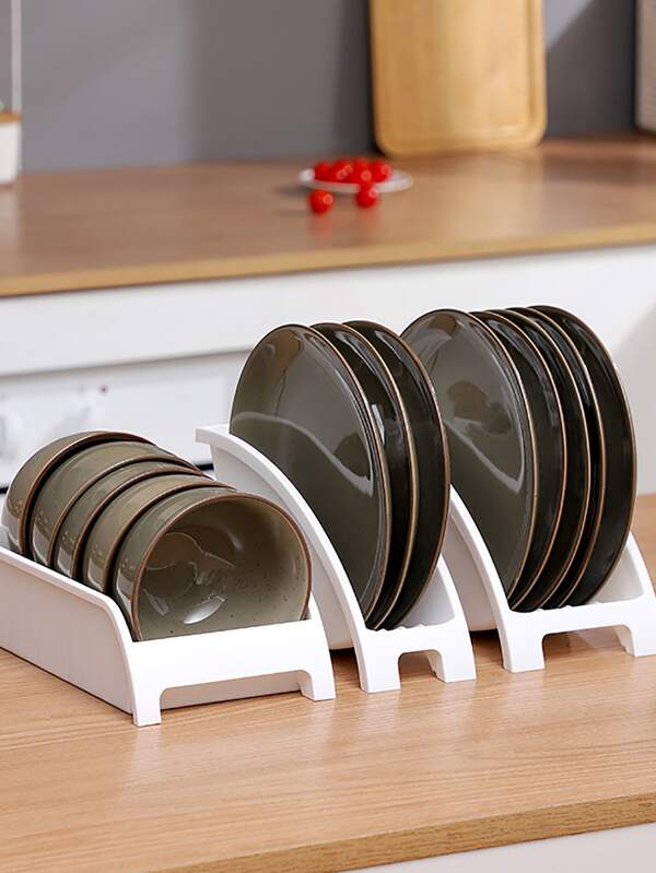 1pc Dish Storage Rack, Kitchen Dish Drain Rack, Plate Storage And