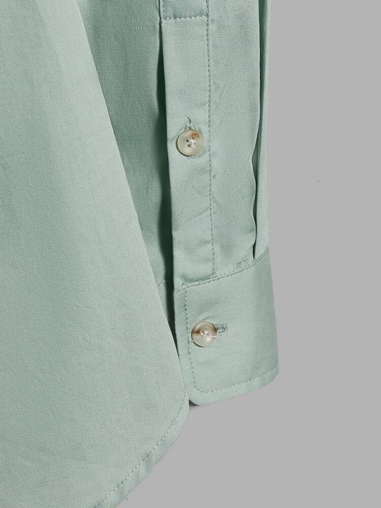 Manfinity Men Solid Curved Hem Shirt - Mint Green - View 6