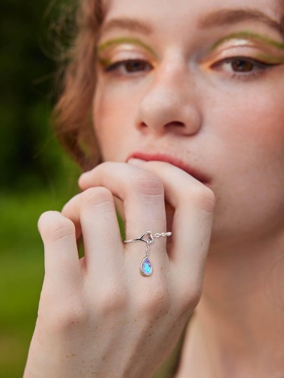 Fairycore Anello a goccia d'acqua ciondolo