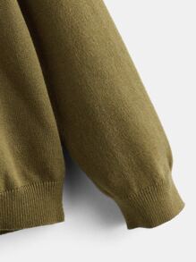 SHEIN Cậu bé Tween Màu thuần áo có mũ Áo len - xanh quân đội - Xem 4