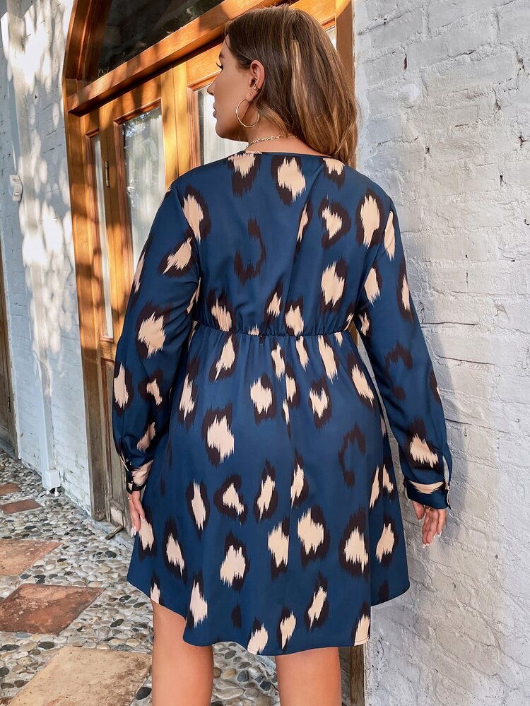 SHEIN Unity Vestido con estampado con cremallera media con nudo delantero - Azul Marino - Añade 2