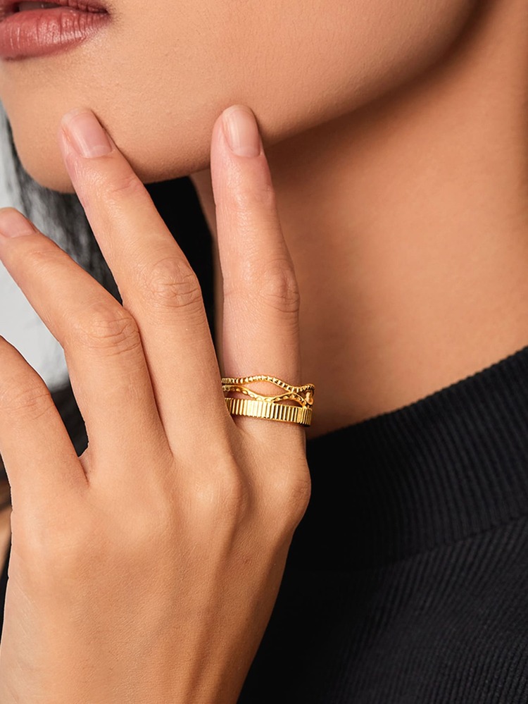 Anillo abierto con abertura - Amarillo Oro - Añade 1