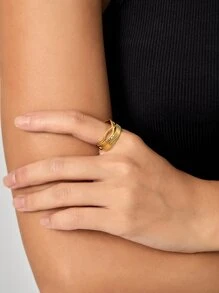 Hollow Out Cuff Ring - Yellow Gold - View 2