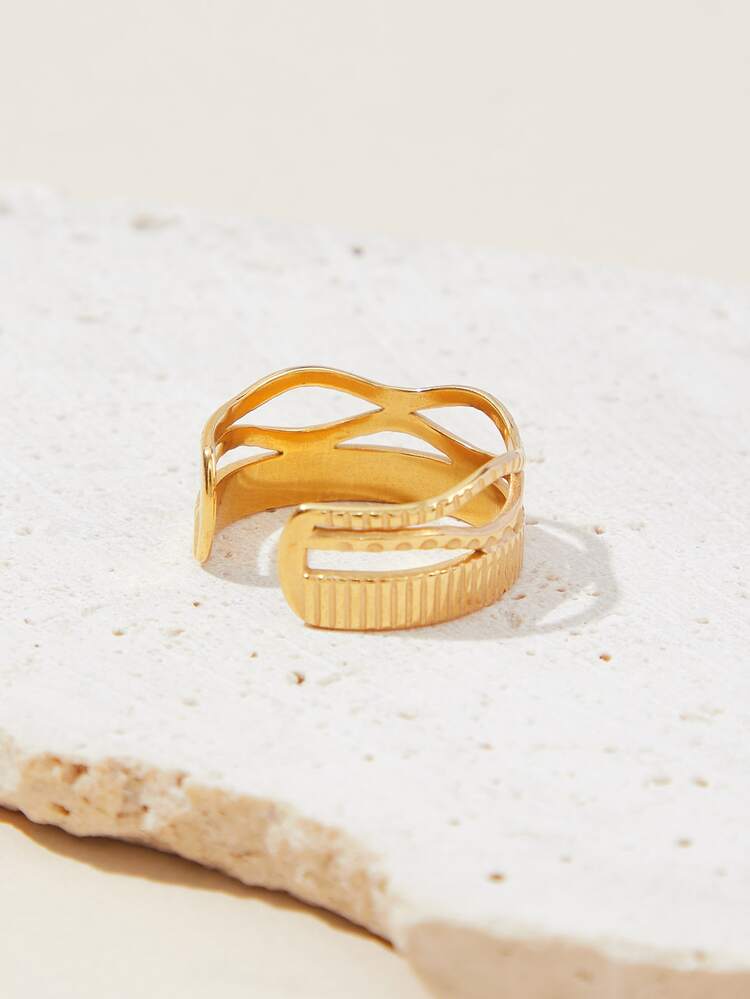 Anillo abierto con abertura - Amarillo Oro - Añade 5