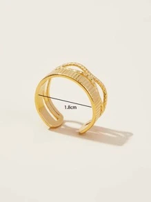 Hollow Out Cuff Ring - Yellow Gold - View 6