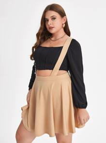 ChiChi Brewer Plus Geo Print Strap Suspender Skirt - Apricot - View 3