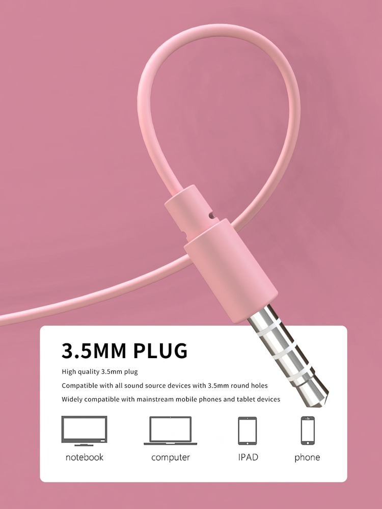 1pc Wired In-ear Headphone With Lightning Adapter - Pink - View 8