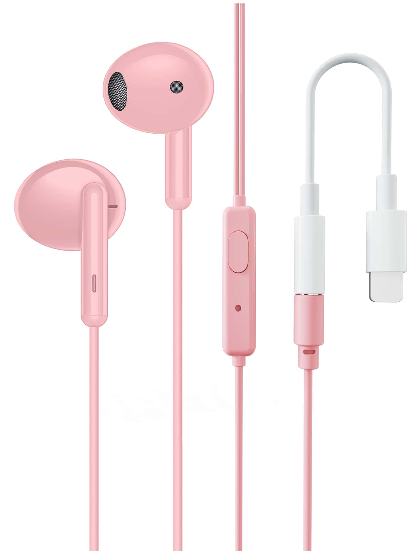 1pc Wired In-ear Headphone With Lightning Adapter - Pink - View 2