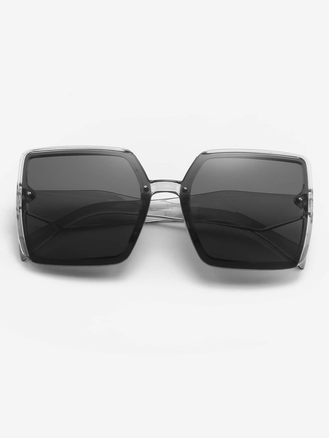 Gafas de moda de marco geométrico - Gris Claro - Añade 4